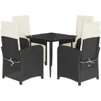 vidaXL Ensemble de jardin 5 pièces avec coussins Noir Poly Rattan