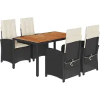 vidaXL Ensemble de jardin 5 pièces avec coussins Noir Poly Rattan