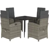 vidaXL Ensemble de jardin 5 pièces avec coussins Gris Poly rotin