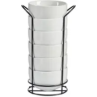 Vessia Set de bols à céréales 7 pcs. blanc support 650ml bol à dessert bol à céréales 90401