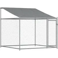 vidaXL Enclos pour chiens avec toit et porte Gris 2x2x2 m Acier galvanisé