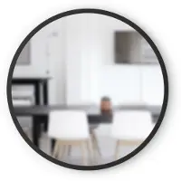 Umbra Hub Miroir mural rond avec cadre en caoutchouc, style moderne pour salle de bain, entre, salon et plus encore, 61 cm, noir