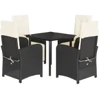 vidaXL Ensemble de jardin 5 pièces avec coussins Noir Poly Rattan