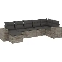 vidaXL Ensemble de salon de jardin 7 pièces avec coussins Gris Poly rotin