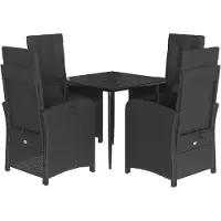 vidaXL Ensemble de jardin 5 pièces avec coussins Noir Poly Rattan