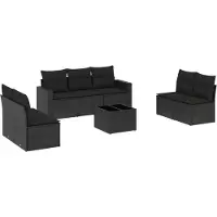 vidaXL Ensemble de jardin canapé 8 pièces avec coussins noir poly rotin