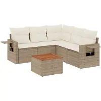 vidaXL Ensemble de salon de jardin 6 pièces avec coussins Beige Poly Rattan