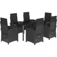 vidaXL Ensemble de jardin 7 pièces avec coussins Noir Poly Rattan