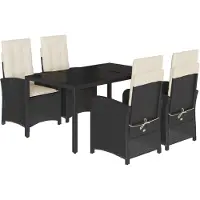 vidaXL Ensemble de jardin 5 pièces avec coussins Noir Poly Rattan