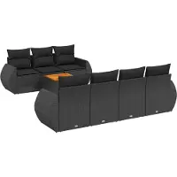 vidaXL Ensemble de jardin canapé 8 pièces avec coussins noir poly rotin