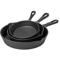 Blackwell Ensemble de poêles en fonte / Poêles de ø 16, 20 et 25 cm - sans revêtement antiadhésif