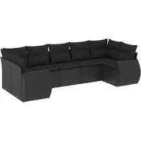 vidaXL Ensemble de salon de jardin 7 pièces avec coussins noir poly rotin