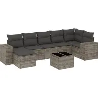 vidaXL Ensemble de jardin canapé 8 pièces avec coussins Gris Poly rotin