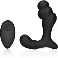 Ouch! Stacked Vibrating Prostate Massager with Remote Control - Noir