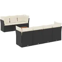 vidaXL Ensemble de jardin canapé 8 pièces avec coussins noir poly rotin