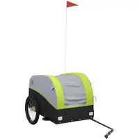 vidaXL Remorque vélo noir et vert 45 kg Fer