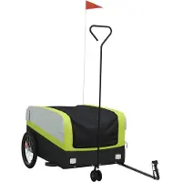 vidaXL Remorque vélo noir et vert 45 kg Fer