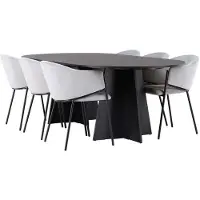 Ebuy24 bootcut ensemble pour salle à manger table noir et 6 Evelina chaises gris.