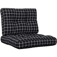 vidaXL Coussins de palette lot de 2 motif à carreaux noir tissu