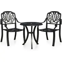 vidaXL Ensemble Bistro 3 pièces fonte d'aluminium noir