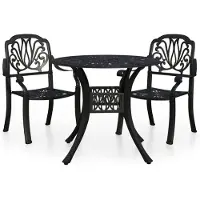 vidaXL Ensemble Bistro 3 pièces fonte d'aluminium noir