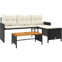 vidaXL Canapé de jardin en L avec table et coussins Poly Rattan Lounge Sofa