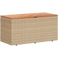 vidaXL Coffre de jardin beige 110x50x54 cm Poly rotin bois d'acacia