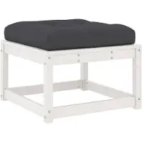 vidaXL Repose-pied de jardin avec coussins blanc bois de pin massif