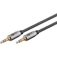 Goobay 65273 Plus Series Câble de connexion audio AUX, 3,5 mm stéréo, 1 m, 1 m, noir-argent - jack 3,5 mm mâle (3 broches, stéréo) > jack 3,5 mm mâle (3 broches, stéréo)