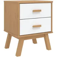 vidaXL Table de chevet OLDEN blanc et marron bois de pin solide