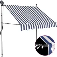 vidaXL Store rétractable manuel avec LED 100 cm bleu et blanc