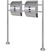 vidaXL Double boîte à lettre sur support en acier inoxydable