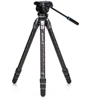 Benro Tortoise Carbon Trépied avec tête vidéo S4PRO, base de nivellement 34C