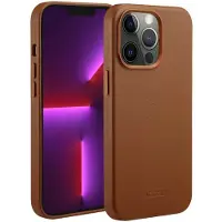 Accezz Coque arrière en cuir avec MagSafe pour Apple iPhone 13 Pro - Sienna Brown