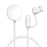 IMoshion Câble de chargement Apple Watch USB-C et USB-A - 1 mètre - Blanc