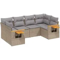vidaXL Salon de jardin avec coussins 6 pcs beige résine tressée