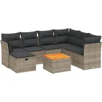 vidaXL Ensemble de jardin canapé 8 pièces avec coussins Gris Poly rotin