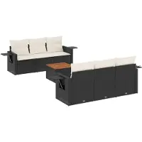 vidaXL Ensemble de salon de jardin 7 pièces avec coussins noir poly rotin