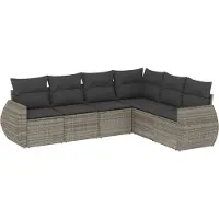 vidaXL Ensemble de salon de jardin 6 pièces avec coussins Gris Poly rotin
