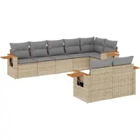 vidaXL Ensemble de jardin canapé 8 pièces avec coussins Beige Poly Rattan