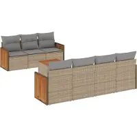 vidaXL Ensemble de jardin canapé 8 pièces avec coussins Beige Poly Rattan