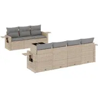 vidaXL Ensemble de jardin canapé 8 pièces avec coussins Beige Poly Rattan