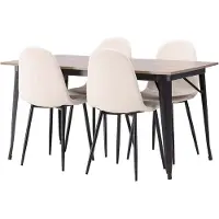 Ebuy24 Tempe ensemble pour salle à manger table noyerReproduction et 4 Polar chaises beige.