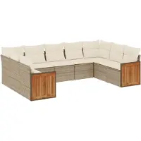 vidaXL Ensemble de salon de jardin 9 pièces avec coussins Gris Poly rotin