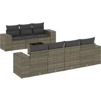 vidaXL Ensemble de jardin canapé 8 pièces avec coussins Gris Poly rotin