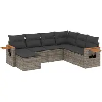 vidaXL Ensemble de salon de jardin 7 pièces avec coussins Gris Poly rotin