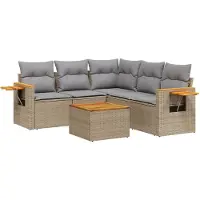 vidaXL Ensemble de salon de jardin 6 pièces avec coussins Beige Poly Rattan