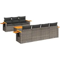 vidaXL Ensemble de jardin canapé 8 pièces avec coussins Gris Poly rotin