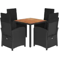 vidaXL Ensemble de jardin 5 pièces avec coussins Noir Poly Rattan