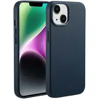 Accezz Coque arrière en cuir avec MagSafe Apple iPhone 14 - Nightfall Blue